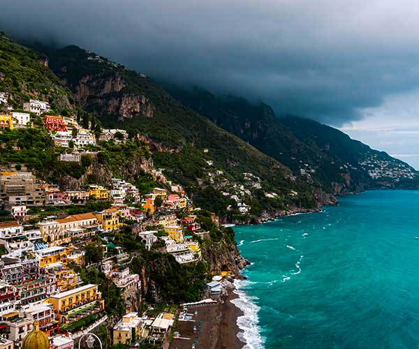 Mediterranean shoreline at Positano on the Amalfi Coast