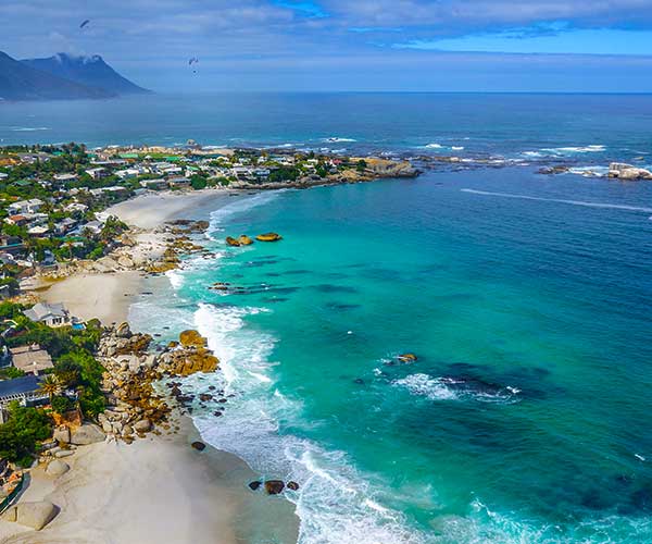 Clifton Fourth Beach Cape Town with white sand and granite boulders