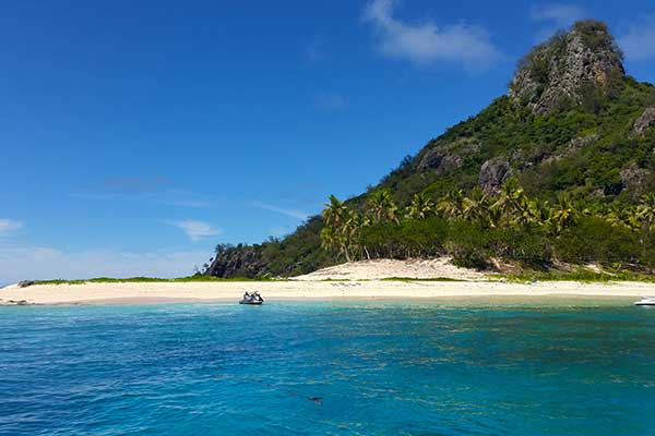 White sand beach on Monuriki Island in Fiji