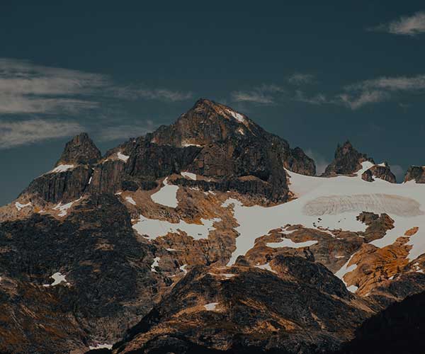 Mountain peaks and wilderness landscape in Chilean Patagonia
